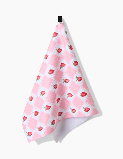 Vera Strawberries Geometry Tea Towel