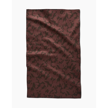 Wild Wood Maroon Geometry Tea Towel