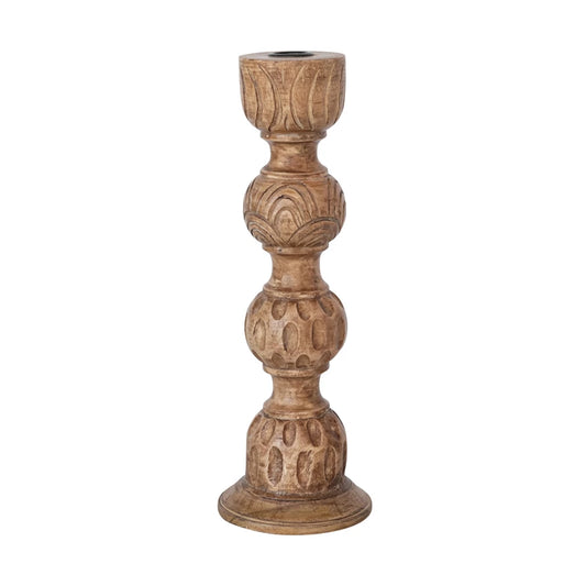 Hand Carved Mango Wood Taper Holder