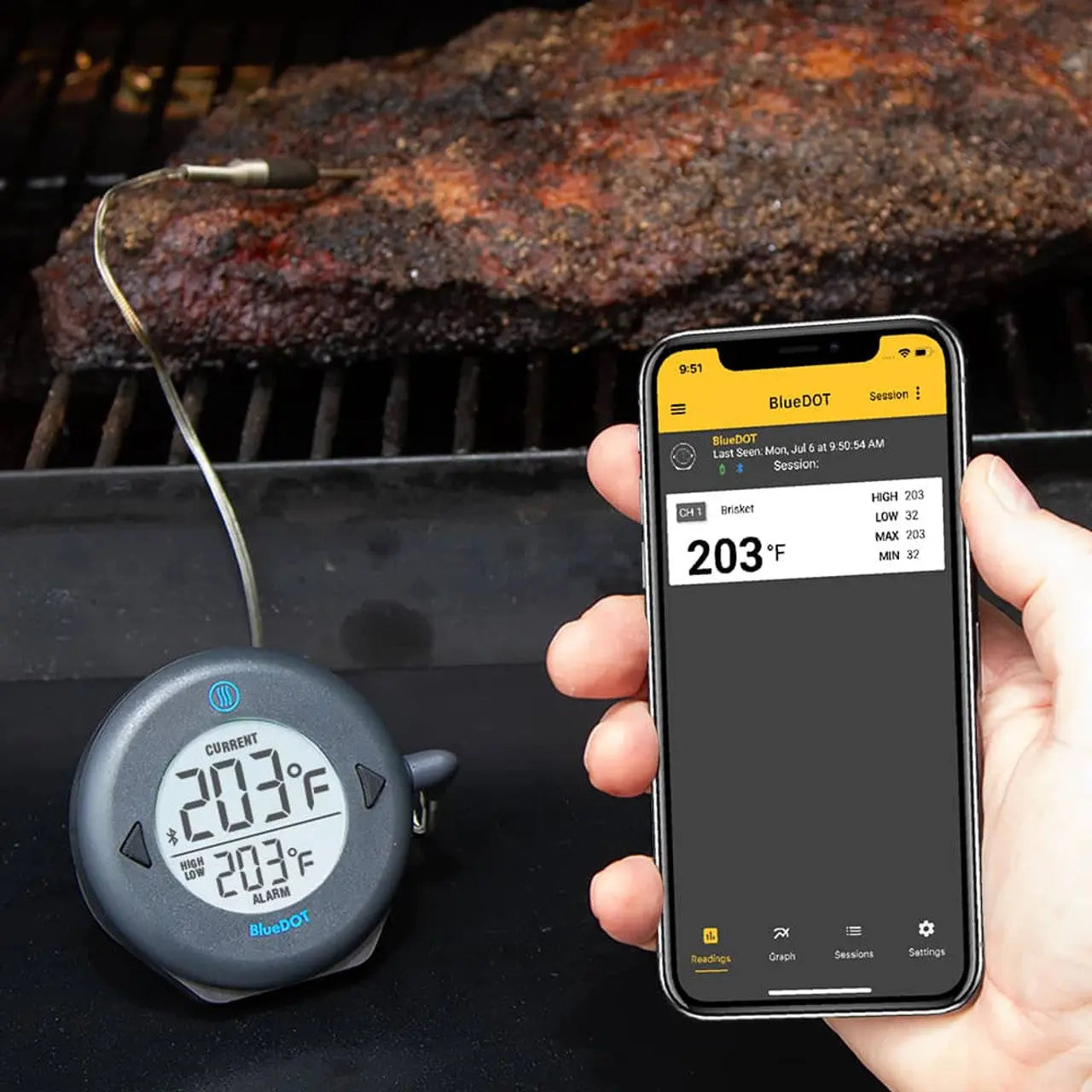 Thermoworks BlueDOT® Alarm Thermometer with Bluetooth® Wireless Technology THERMOWORKS
