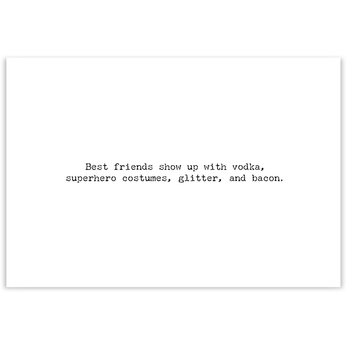 Vodka Superhero Costumes Bacon Greeting Card - Browns Kitchen