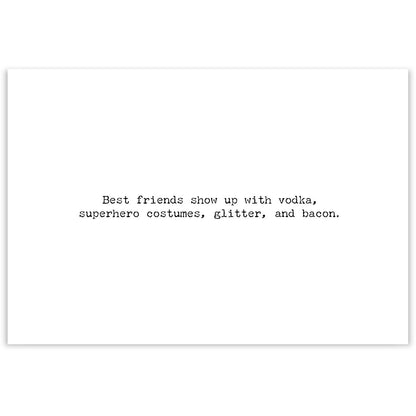 Vodka Superhero Costumes Bacon Greeting Card - Browns Kitchen