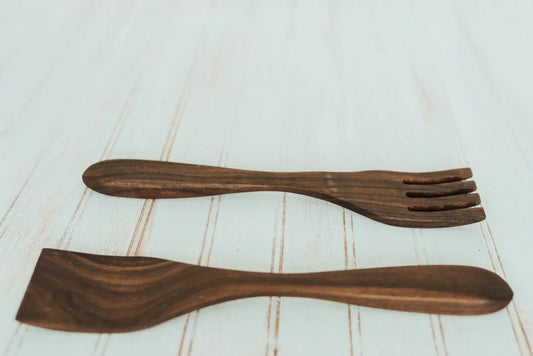 12-inch Walnut Caesar Salad Utensil Set