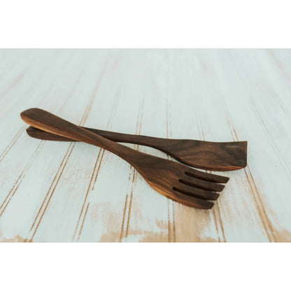 14 inch Walnut Caesar Salad Utensil Set