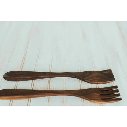 14 inch Walnut Caesar Salad Utensil Set