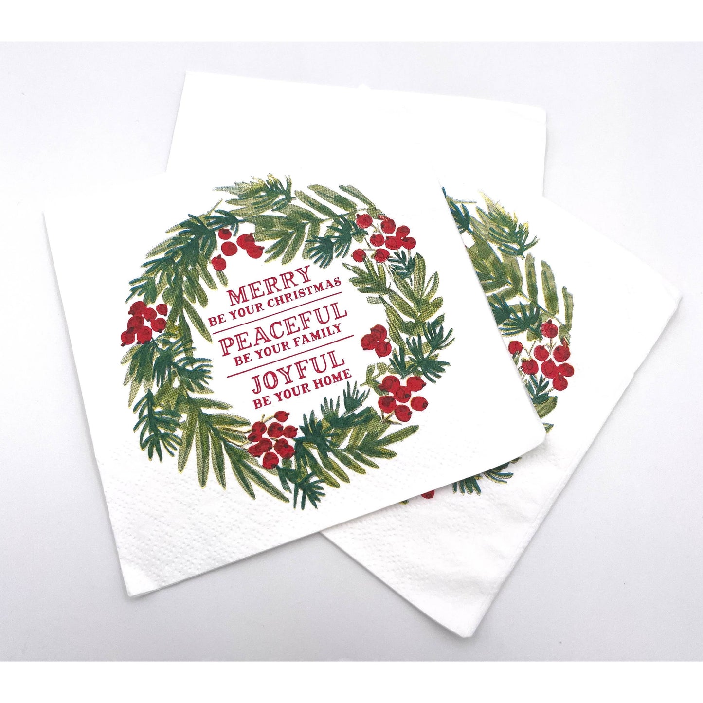 Merry Peaceful Joyful Christmas Cocktail Napkins - 20ct