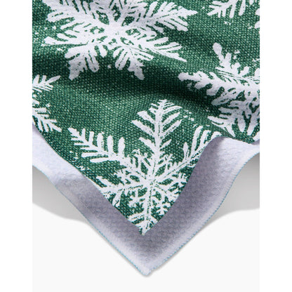 Snowy Days Green Geometry Tea Towel