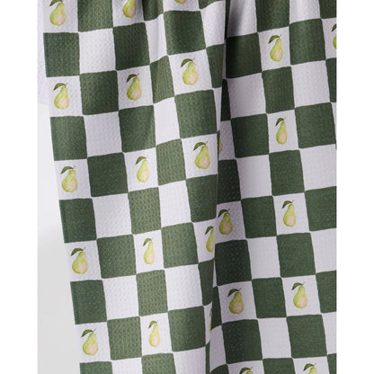 Pear Checker Geometry Tea Towel