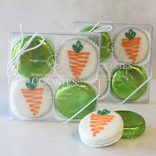 Spring Chocolate Covered Oreos With Carrot & Foil Design, 4 Pack