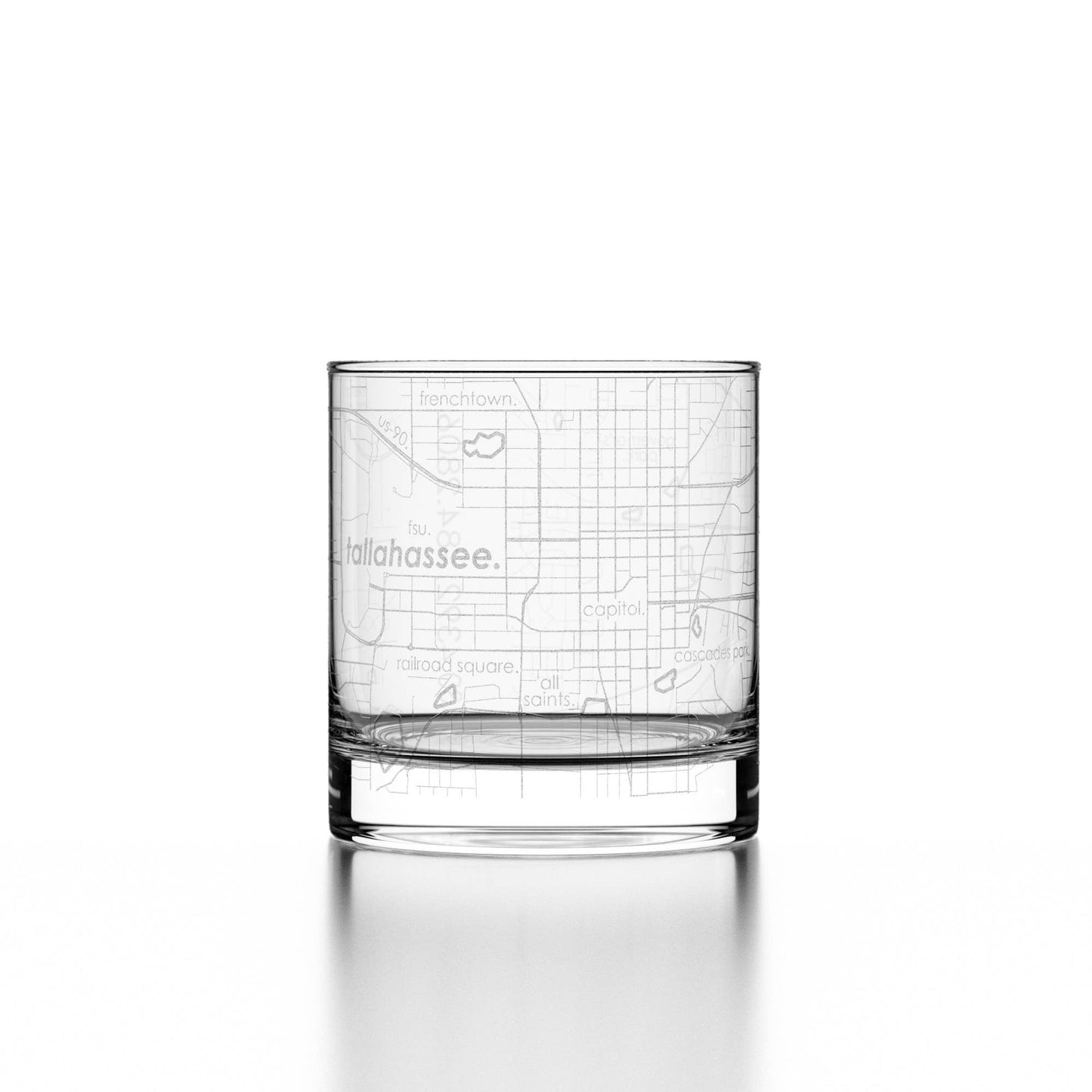Tallahassee FL Map Rocks Whiskey Glass