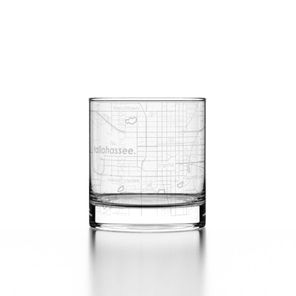 Tallahassee FL Map Rocks Whiskey Glass