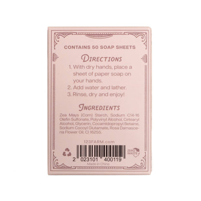 Paper Soap – Rose Scent, Travel Size, 50 Sheets