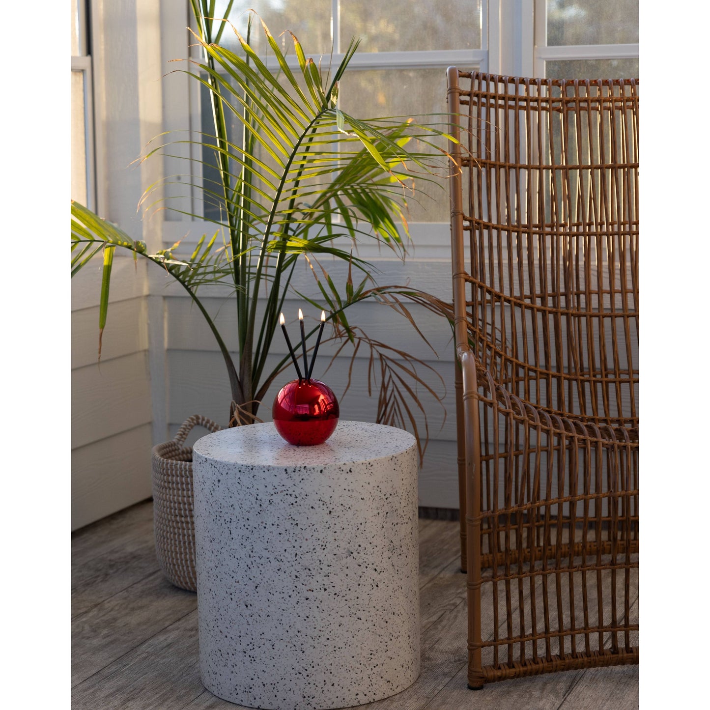 Neva Vase, Red Metallic Candle Holder