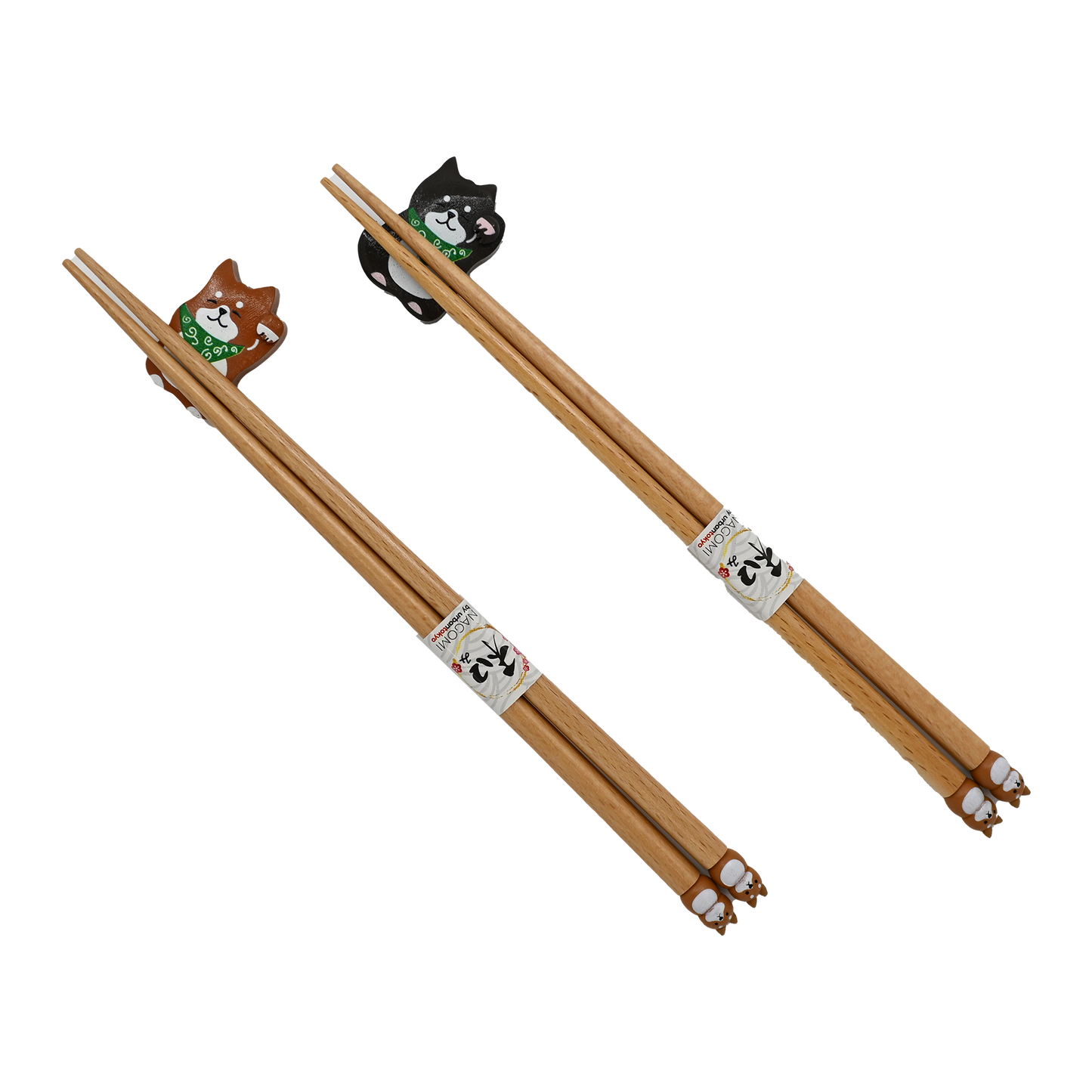Shiba Inu 2 Pair Wooden Chopsticks and Chopsticks Rests Gift Set