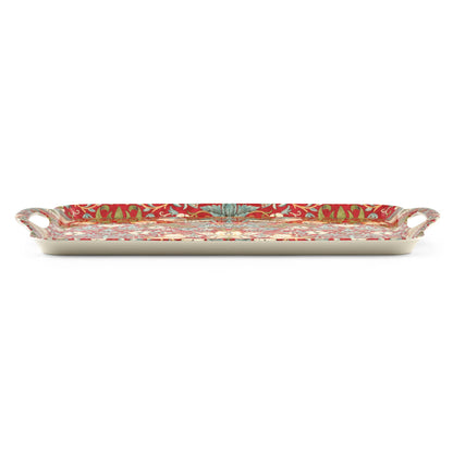 William Morris Strawberry Thief Large Melamine Tray - Red