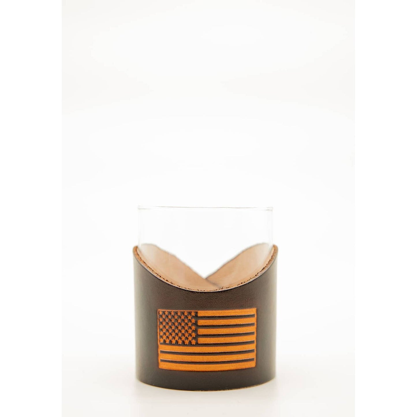 Leather Rocks Glass - American Flag