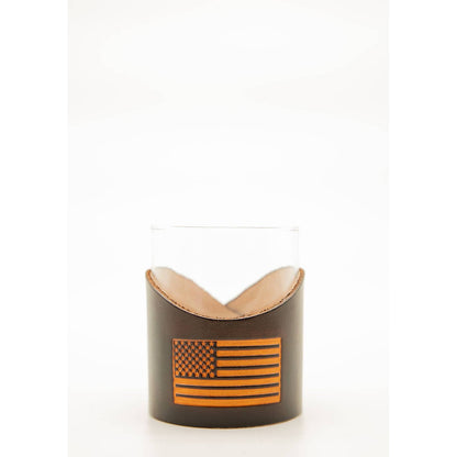 Leather Rocks Glass - American Flag