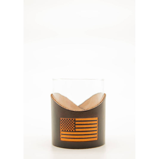 Leather Rocks Glass - American Flag