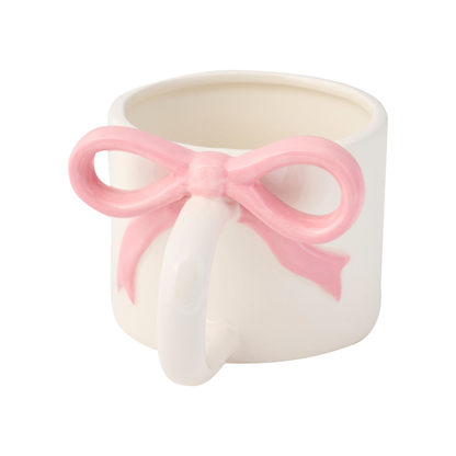 Ceramic Pink Bow on Handle Mug, 12oz