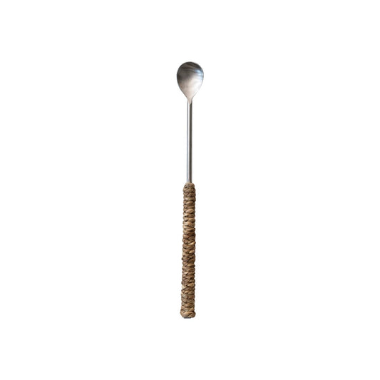 Stainless Steel Cocktail Spoon w/ Seagrass Wrapped Handle