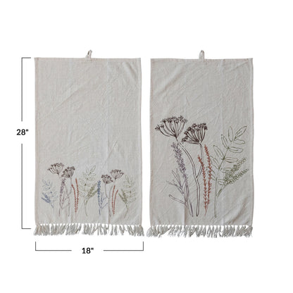 Flowers & Fringe Cotton Printed Tea Towels