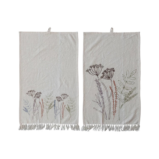 Flowers & Fringe Cotton Printed Tea Towels