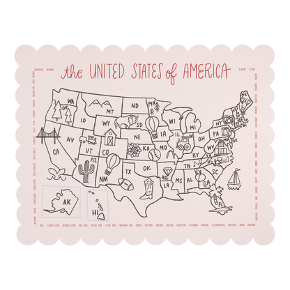Color the USA Map Paper Placemat