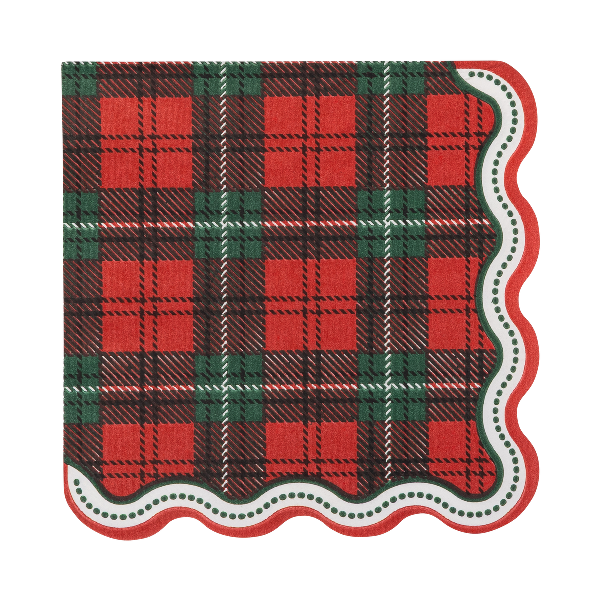 Plaid Dot Edge Cocktail Napkin