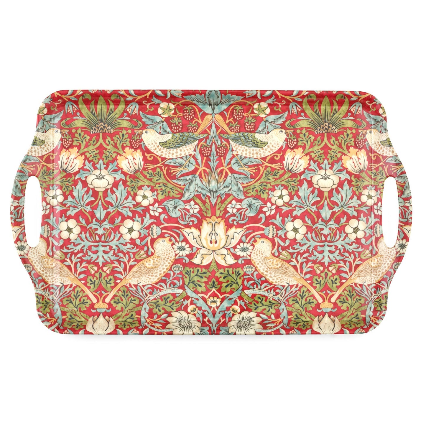 William Morris Strawberry Thief Large Melamine Tray - Red