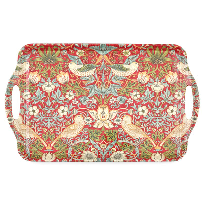 William Morris Strawberry Thief Large Melamine Tray - Red