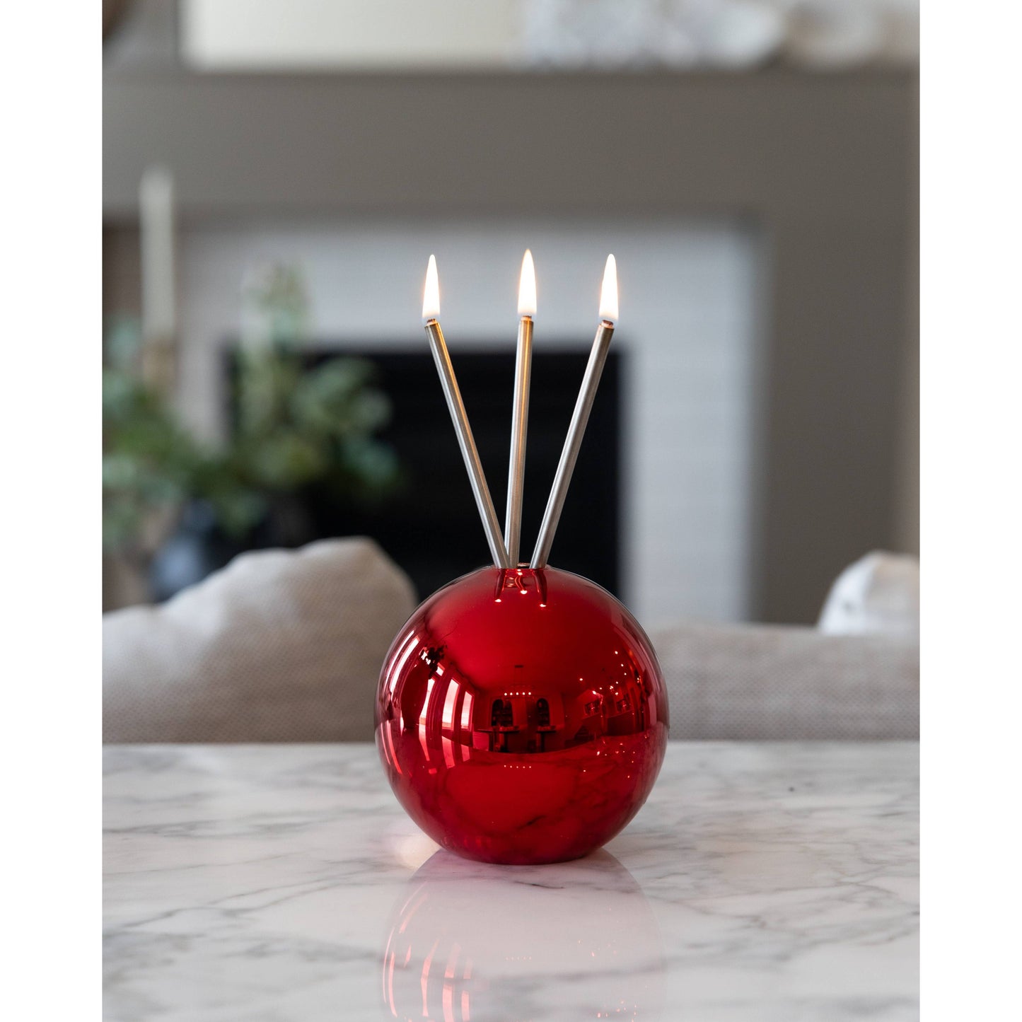 Neva Vase, Red Metallic Candle Holder