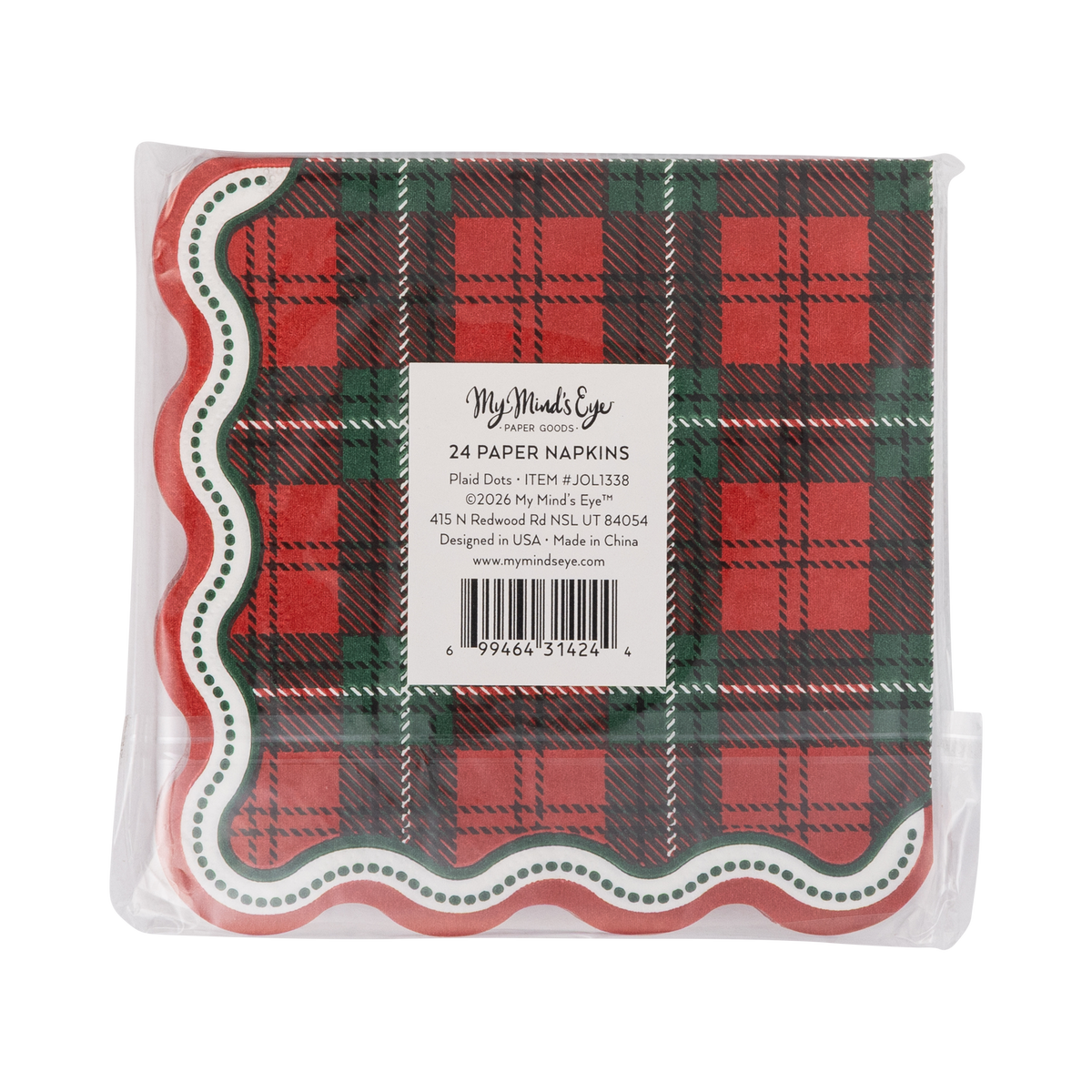 Plaid Dot Edge Cocktail Napkin