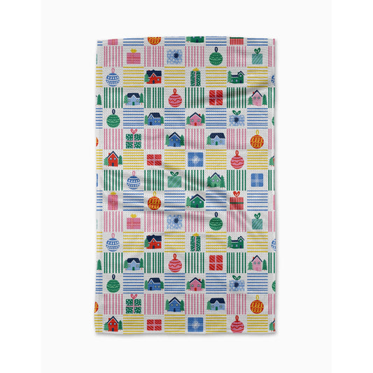 Holiday Checkered Geometry Tea Towel