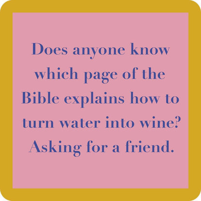 Page of the Bible Coaster | Funny Party Gift | Home Bar Decor