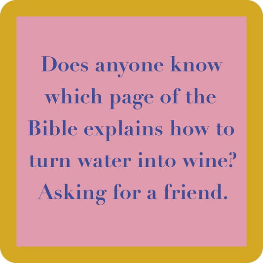 Page of the Bible Coaster | Funny Party Gift | Home Bar Decor