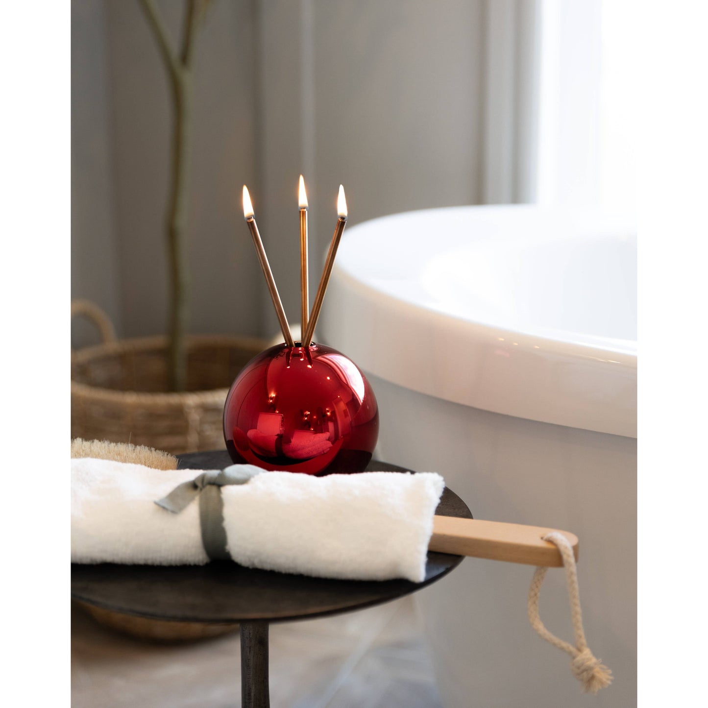 Neva Vase, Red Metallic Candle Holder