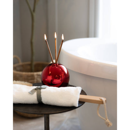 Neva Vase, Red Metallic Candle Holder