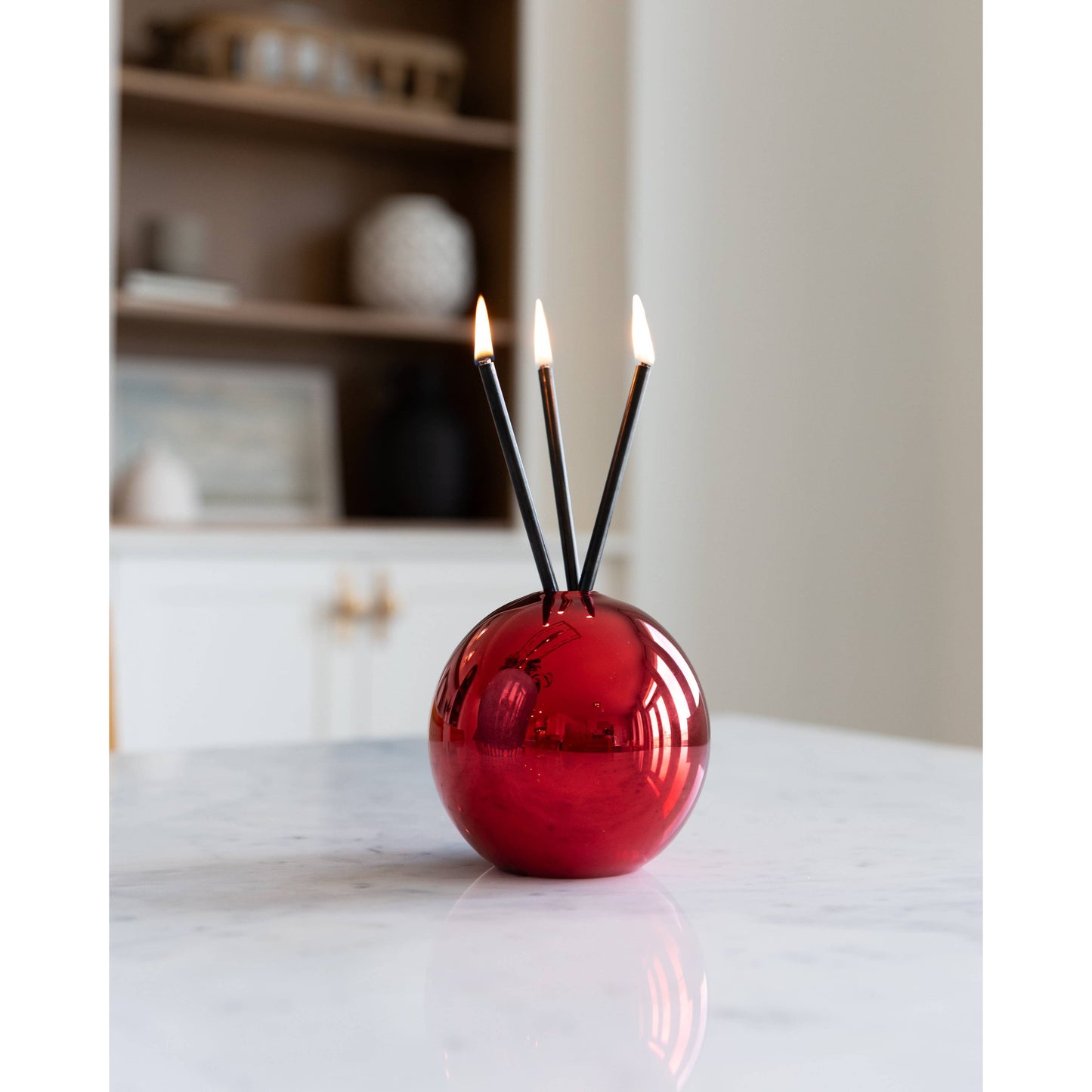 Neva Vase, Red Metallic Candle Holder