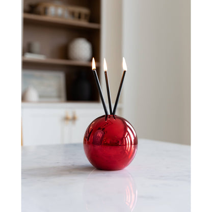 Neva Vase, Red Metallic Candle Holder