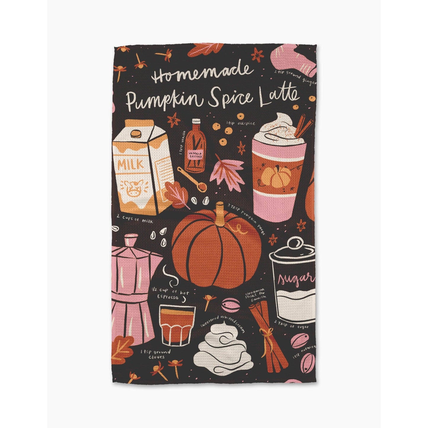 Pumpkin Spice Latte Geometry Tea Towel