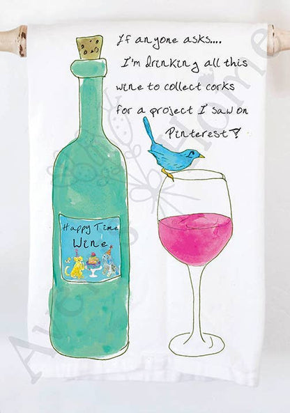 Wine Pinterest Project Funny Kitchen Towel