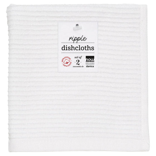 Ripple White Dishcloths Set of 2