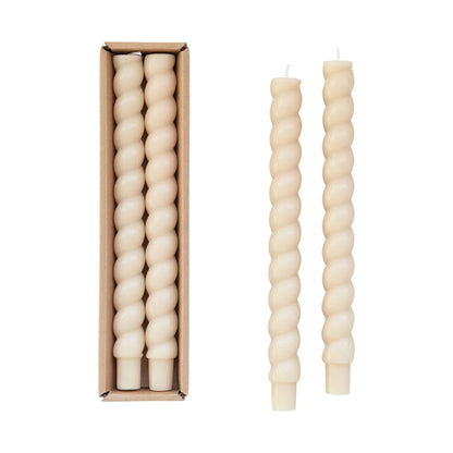 Unscented Twisted Taper Candles, Cream, Set of 2