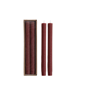 Unscented Animal Print Taper Candles - Warm Burgundy