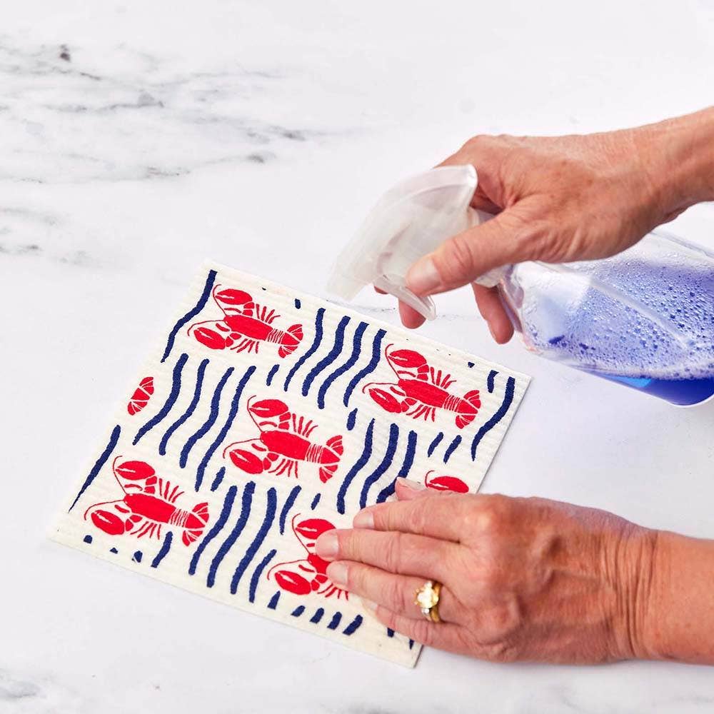 Lobster Waves blu Eco Sponge Cloths (Set of 2)