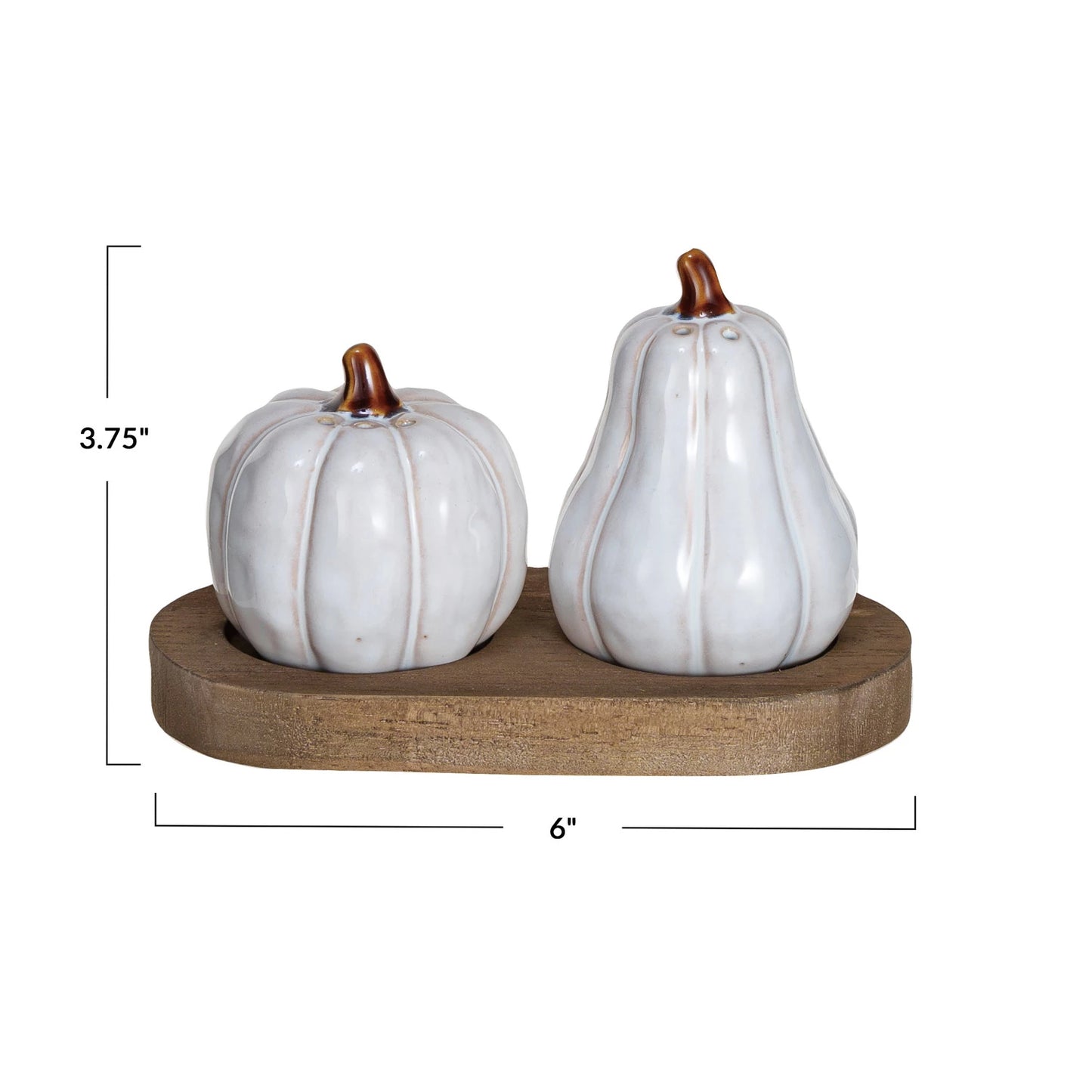 Gourd-Shaped Salt and Pepper Shakers w/ Wood Base