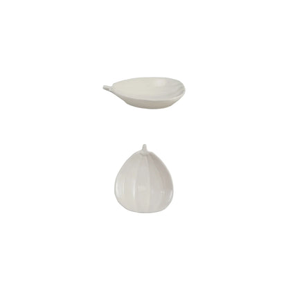 Stoneware Pumpkin Shaped Dish, White