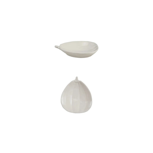 Stoneware Pumpkin Shaped Dish, White