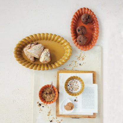 Stoneware Pumpkin Shaped Dish, White