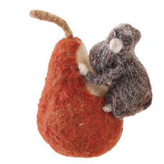 Wool Felt Mouse Eating Fruit, 4 Styles
